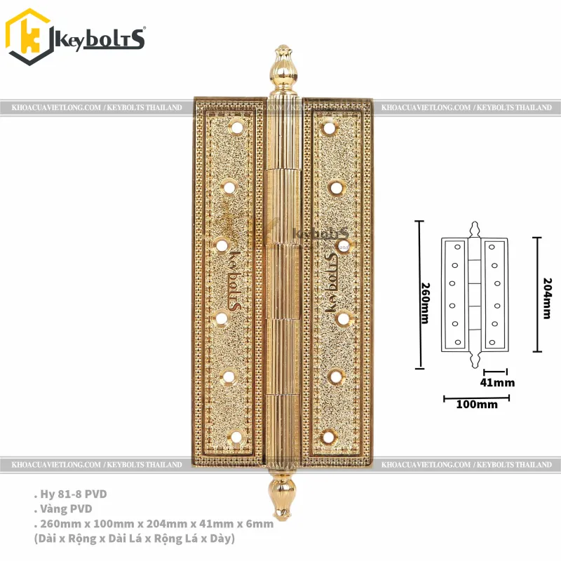 Bản Lề Đồng Lá KB 818 PVD