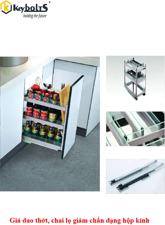 Giá Dao Thớt, Chai Lọ Giảm Chấn Dạng Hộp Kính 200mm