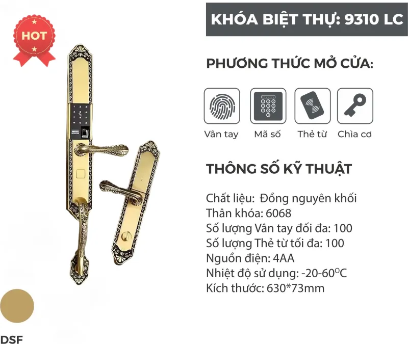 Khóa Biệt Thự KeyBolts 9310-LC DSF