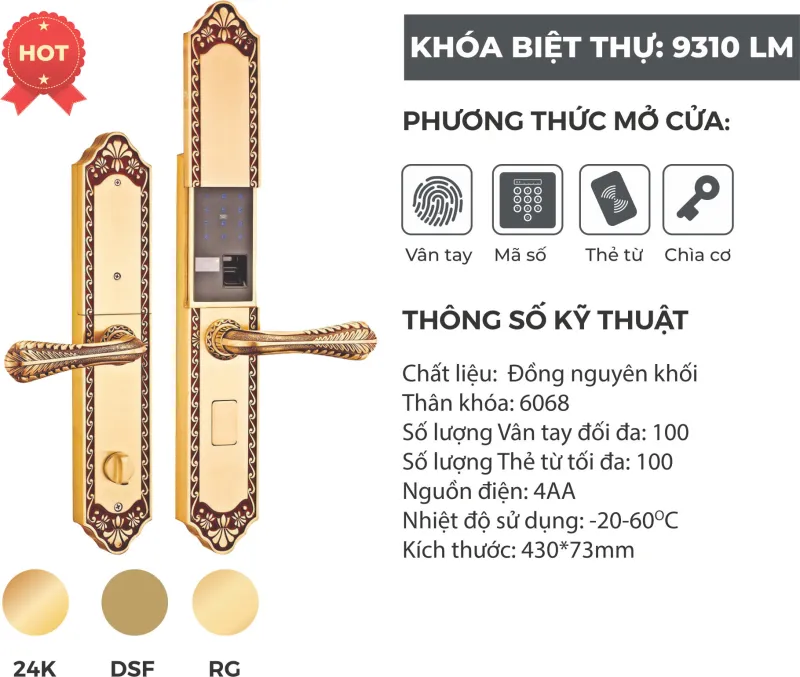Khóa Biệt Thự KeyBolts 9310-LM RG