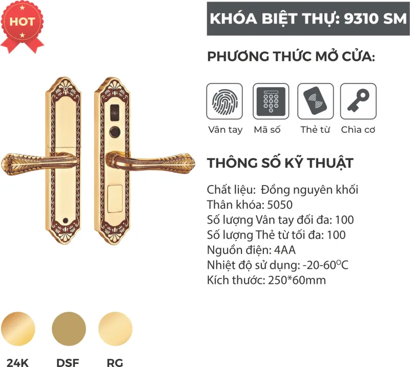 Khóa Biệt Thự KeyBolts 9310-SM